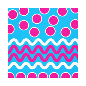 Bold Circles Squiggles Hot Pink Teal Pattern Gallery Wrap Canvas