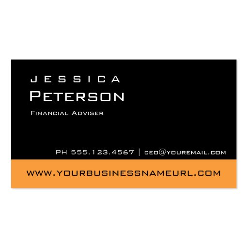Bold Color Orange Financial Advisor Business Cards (front side)