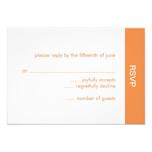 Bold Color Wedding RSVP Card - Orange Personalized Invitations
