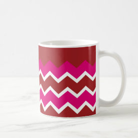 Bold Colorful Chevron Zigzag Pattern Red Hot Pink Mugs