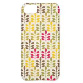 Bold Colorful Leaf Pattern Pink Green Brown Yellow Cover For iPhone 5C
