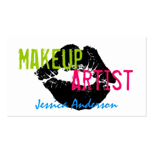Bold & Colorful Makeup Artist Business Cards (front side)
