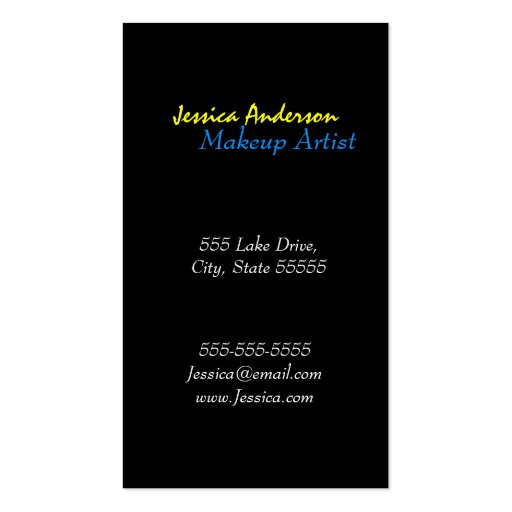 Bold & Colorful Makeup Artist Business Cards (back side)