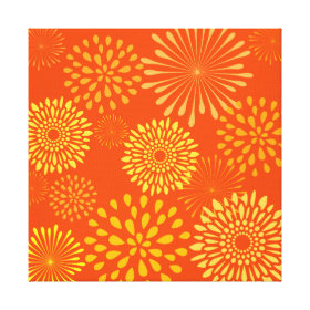 Bold Colorful Orange Yellow Flower Line Art Gallery Wrapped Canvas