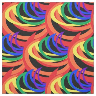 Bold Colorful Rainbow Crescents Fabric