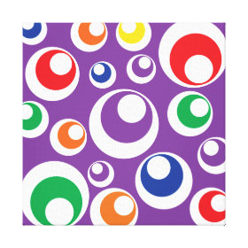 Bold Colorful Retro Purple Circles Balls Pattern Canvas Prints