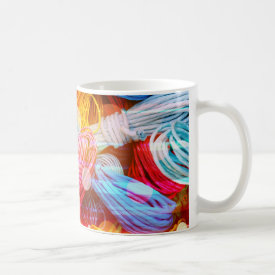 Bold Colorful Yarn Threads and Light Beams Coffee Mug