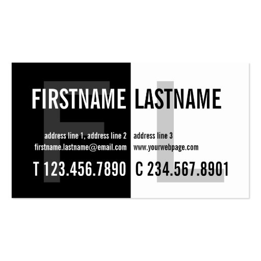 Bold Contrast Eyecatching Black White Profile Card Business Card Template (front side)