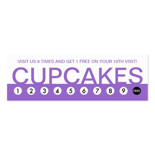 bold CUPCAKES customer loyalty Business Card Template (front side)