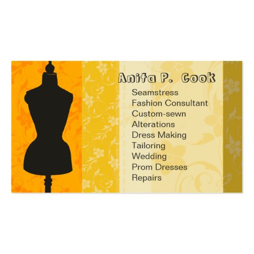 Bold Custom Dress Form Business Card Template (front side)