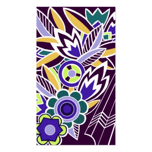 Bold Deco Florals in Dark Purple - Business Cards (back side)