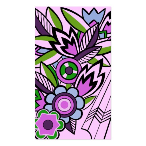 Bold Deco Florals in Lilac - Business Cards (back side)