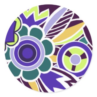 Bold Deco Florals in Purple - Stickers sticker