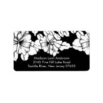 Bold Flowers on Black Return Address Labels.