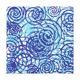 Bold Funky Blue Chaos Swirl Pattern Gallery Wrapped Canvas