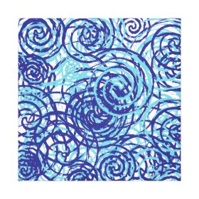 Bold Funky Blue Chaos Swirl Pattern Canvas Print