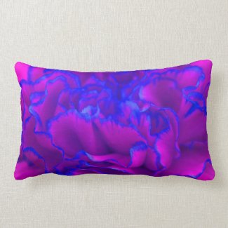 Bold Fuschia Pink and Blue Carnation Flower Pillows