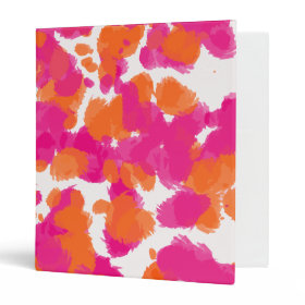 Bold Girly Hot Pink Fuchsia Orange Paint Splashes Vinyl Binders