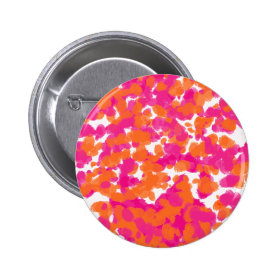 Bold Girly Hot Pink Fuchsia Orange Paint Splashes Button