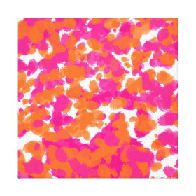 Bold Girly Hot Pink Fuchsia Orange Paint Splashes Stretched Canvas Prints