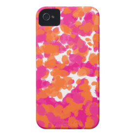 Bold Girly Hot Pink Fuchsia Orange Paint Splashes iPhone 4 Case