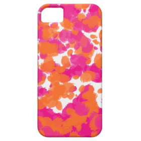Bold Girly Hot Pink Fuchsia Orange Paint Splashes iPhone 5 Cover