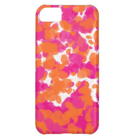 Bold Girly Hot Pink Fuchsia Orange Paint Splashes Case For iPhone 5C