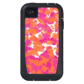Bold Girly Hot Pink Fuchsia Orange Paint Splashes iPhone4 Case
