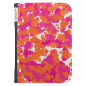 Bold Girly Hot Pink Fuchsia Orange Paint Splashes Kindle 3 Covers