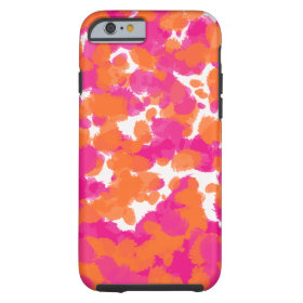 Bold Girly Hot Pink Fuchsia Orange Paint Splashes Tough iPhone 6 Case