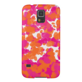 Bold Girly Hot Pink Fuchsia Orange Paint Splashes Galaxy S5 Cover