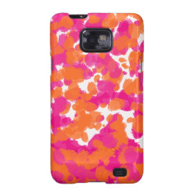 Bold Girly Hot Pink Fuchsia Orange Paint Splashes Galaxy S2 Cases