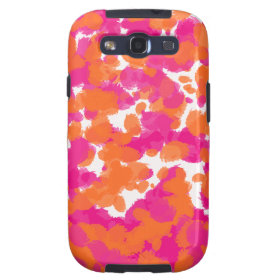 Bold Girly Hot Pink Fuchsia Orange Paint Splashes Samsung Galaxy SIII Covers