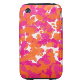 Bold Girly Hot Pink Fuchsia Orange Paint Splashes iPhone 3 Tough Cases