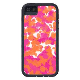 Bold Girly Hot Pink Fuchsia Orange Paint Splashes Case For iPhone 5