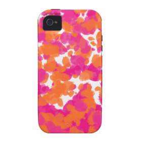 Bold Girly Hot Pink Fuchsia Orange Paint Splashes Vibe iPhone 4 Case
