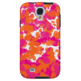 Bold Girly Hot Pink Fuchsia Orange Paint Splashes Galaxy S4 Case