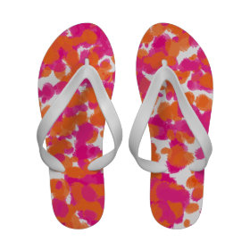 Bold Girly Hot Pink Fuchsia Orange Paint Splashes Sandals