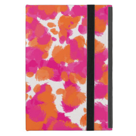 Bold Girly Hot Pink Fuchsia Orange Paint Splashes iPad Mini Cover