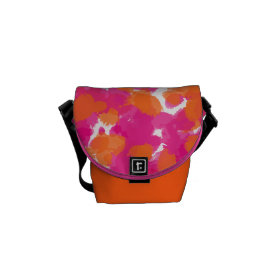 Bold Girly Hot Pink Fuchsia Orange Paint Splashes Messenger Bag