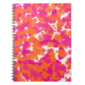 Bold Girly Hot Pink Fuchsia Orange Paint Splashes Note Book