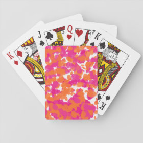 Bold Girly Hot Pink Fuchsia Orange Paint Splashes Playing Cards