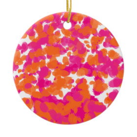 Bold Girly Hot Pink Fuchsia Orange Paint Splashes Ornaments