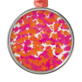Bold Girly Hot Pink Fuchsia Orange Paint Splashes Ornament