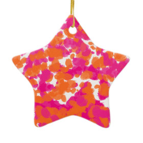 Bold Girly Hot Pink Fuchsia Orange Paint Splashes Ornaments