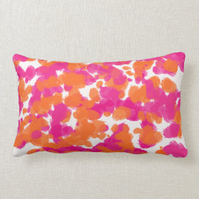 Bold Girly Hot Pink Fuchsia Orange Paint Splashes Throw Pillows