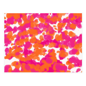 Bold Girly Hot Pink Fuchsia Orange Paint Splashes Postcard
