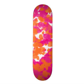 Bold Girly Hot Pink Fuchsia Orange Paint Splashes Custom Skate Board