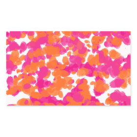 Bold Girly Hot Pink Fuchsia Orange Paint Splashes Rectangle Sticker
