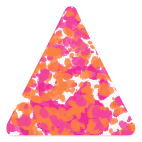 Bold Girly Hot Pink Fuchsia Orange Paint Splashes Triangle Stickers